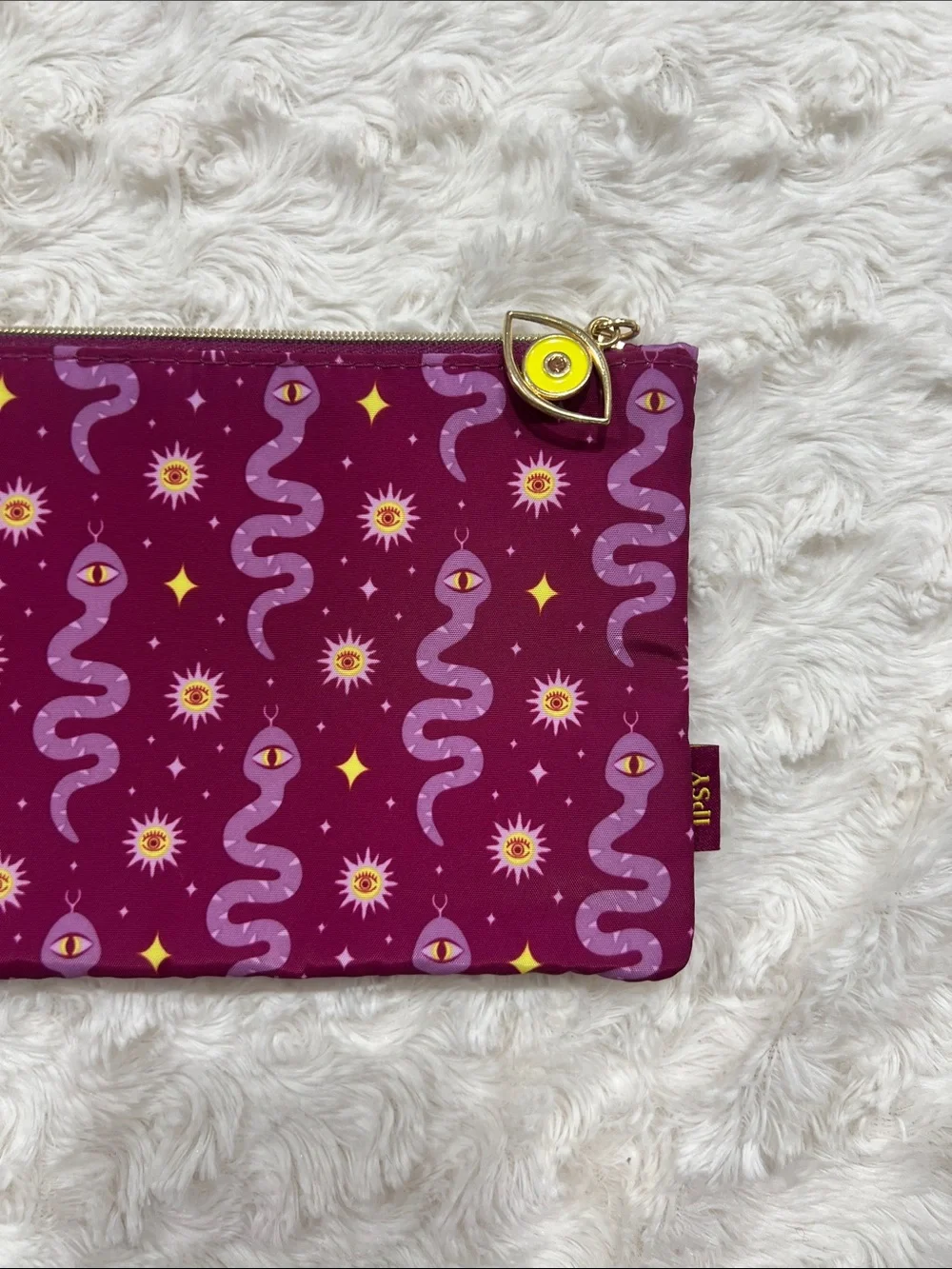 IPSY Purple Snake & Eye Print Makeup Bag